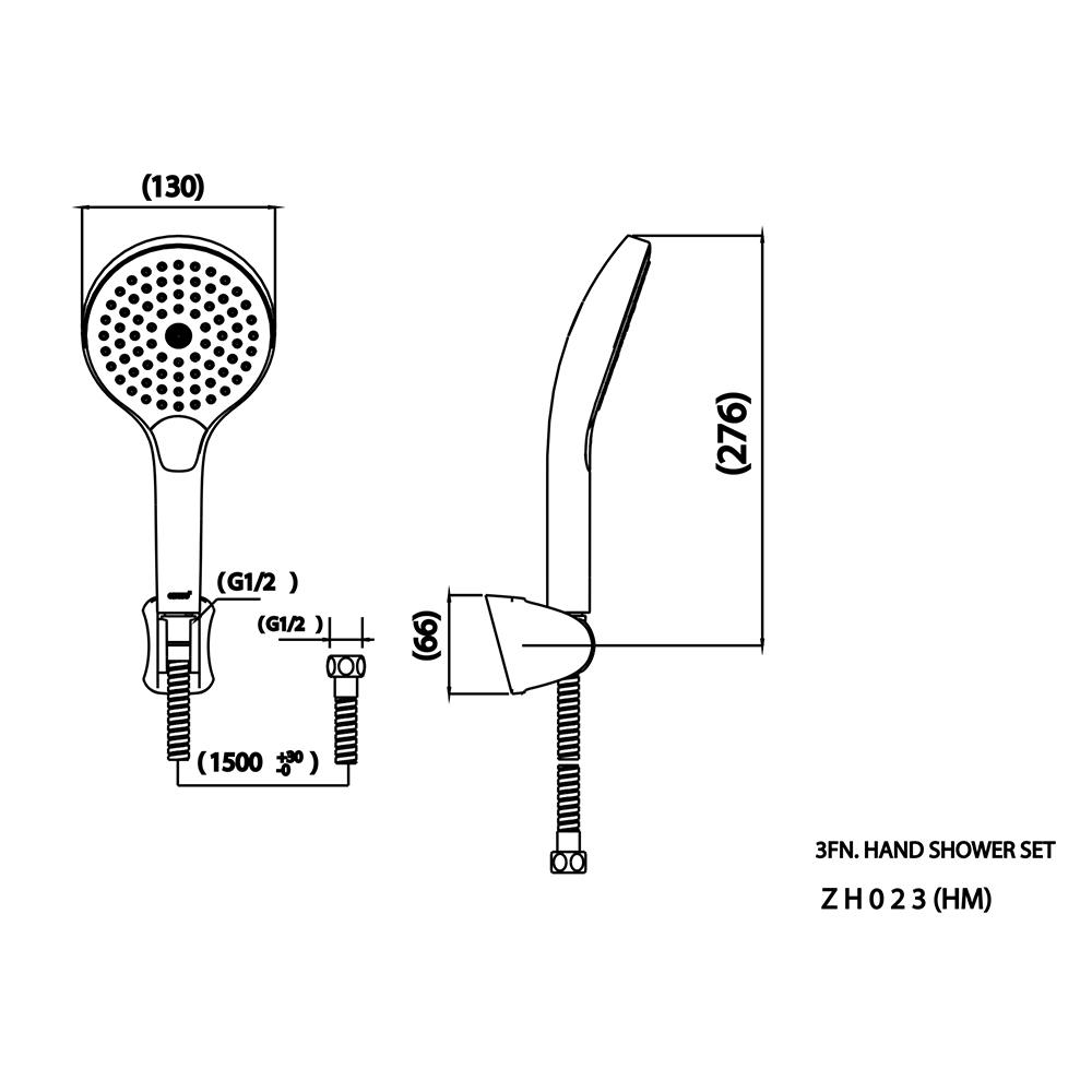 ชุดฝักบัวสายอ่อน 3 ระดับ COTTO รุ่น ZH023(HM) สีโครม