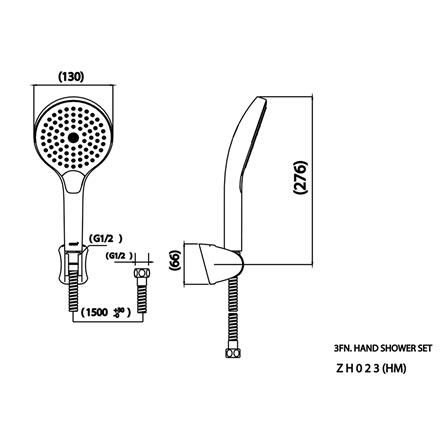 ชุดฝักบัวสายอ่อน 3 ระดับ COTTO รุ่น ZH023(HM) สีโครม_3