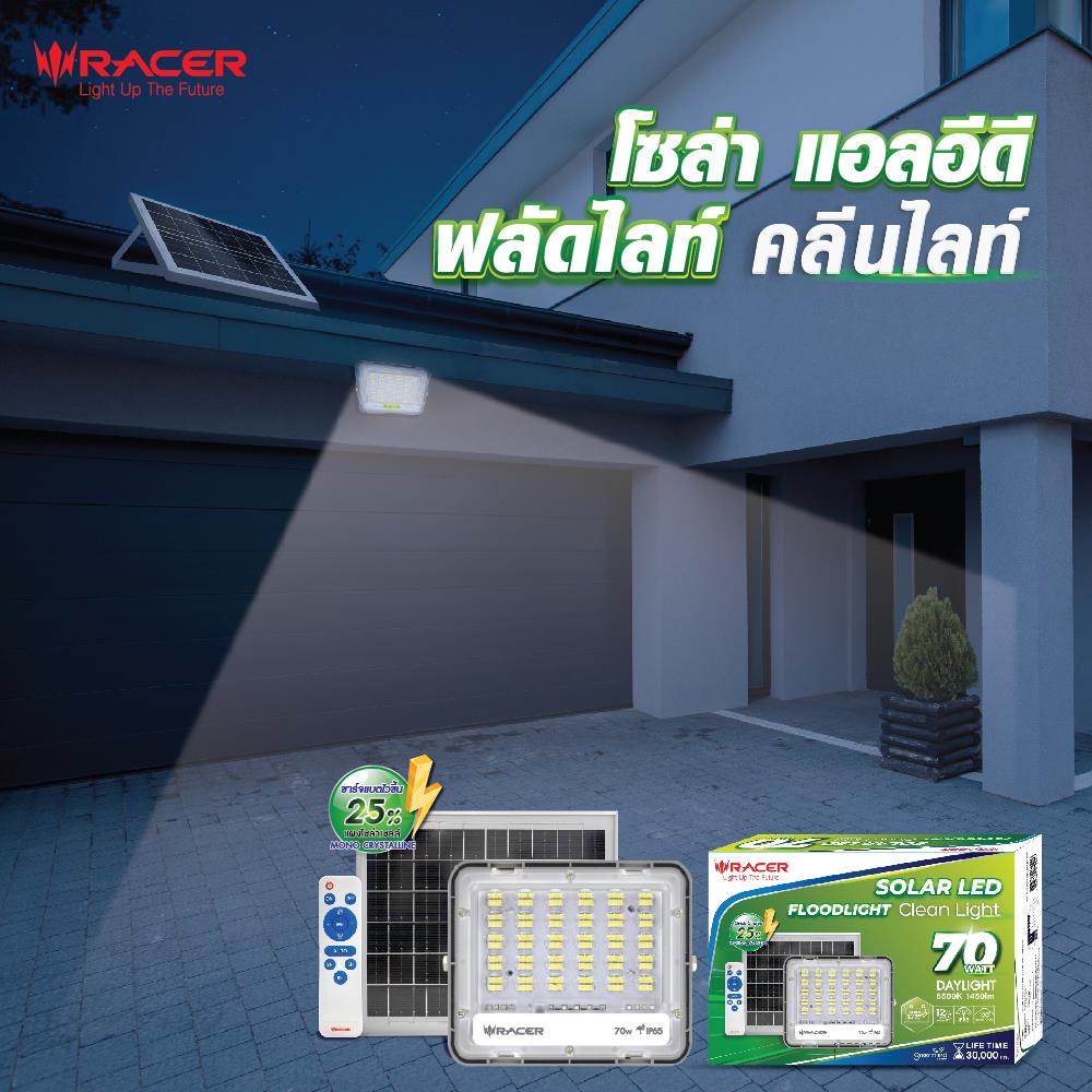 สปอทไลท์ SOLAR RACER CLEAN LIGHT 70 วัตต์ DAYLIGHT สีเทา