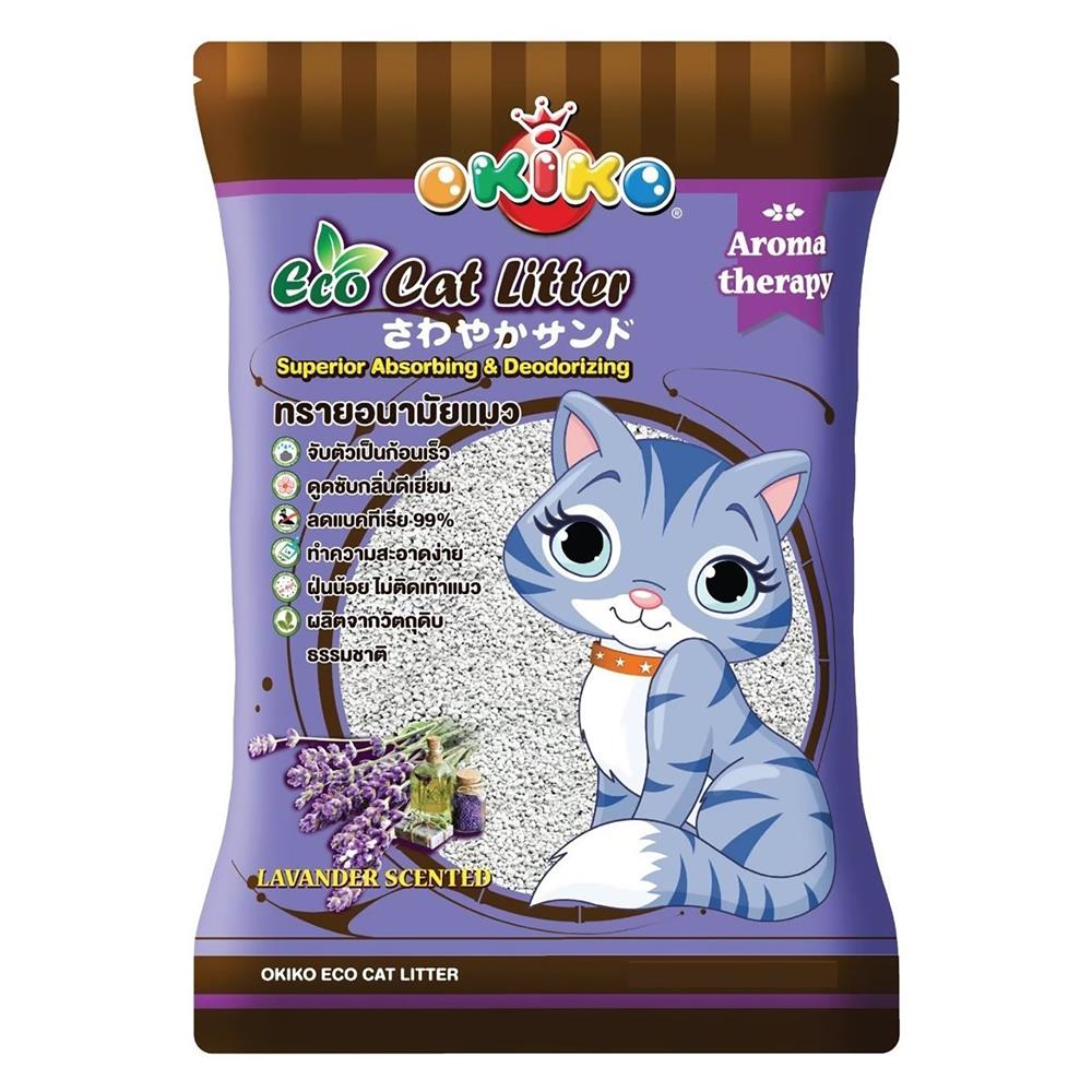 ทรายแมวภูเขาไฟ OKIKO ECO CAT LITTER กลิ่นลาเวนเดอร์ 10 ลิตร