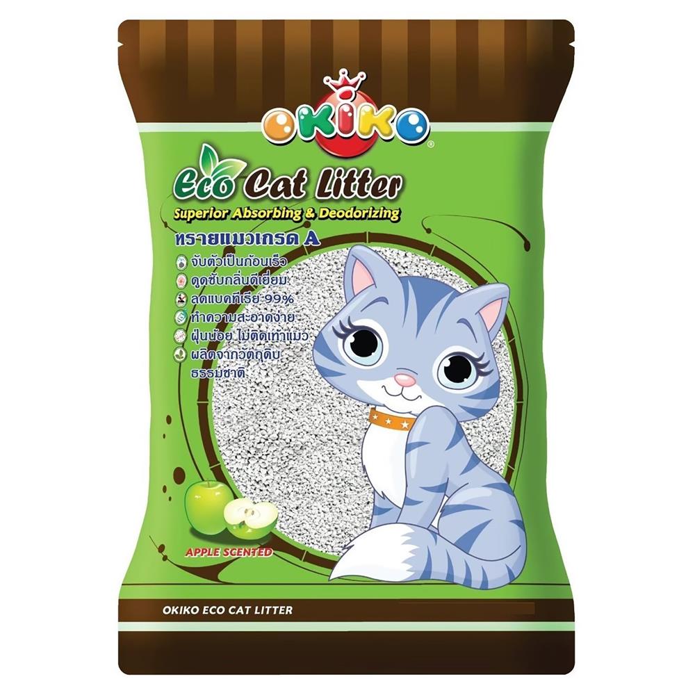 ทรายแมวภูเขาไฟ OKIKO ECO CAT LITTER กลิ่นแอปเปิ้ล 10 ลิตร
