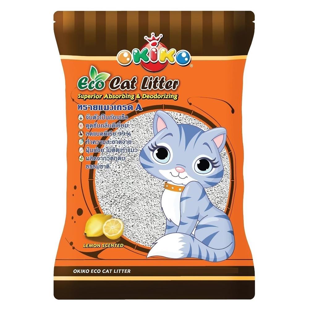 ทรายแมวภูเขาไฟ OKIKO ECO CAT LITTER กลิ่นเลมอน 10 ลิตร