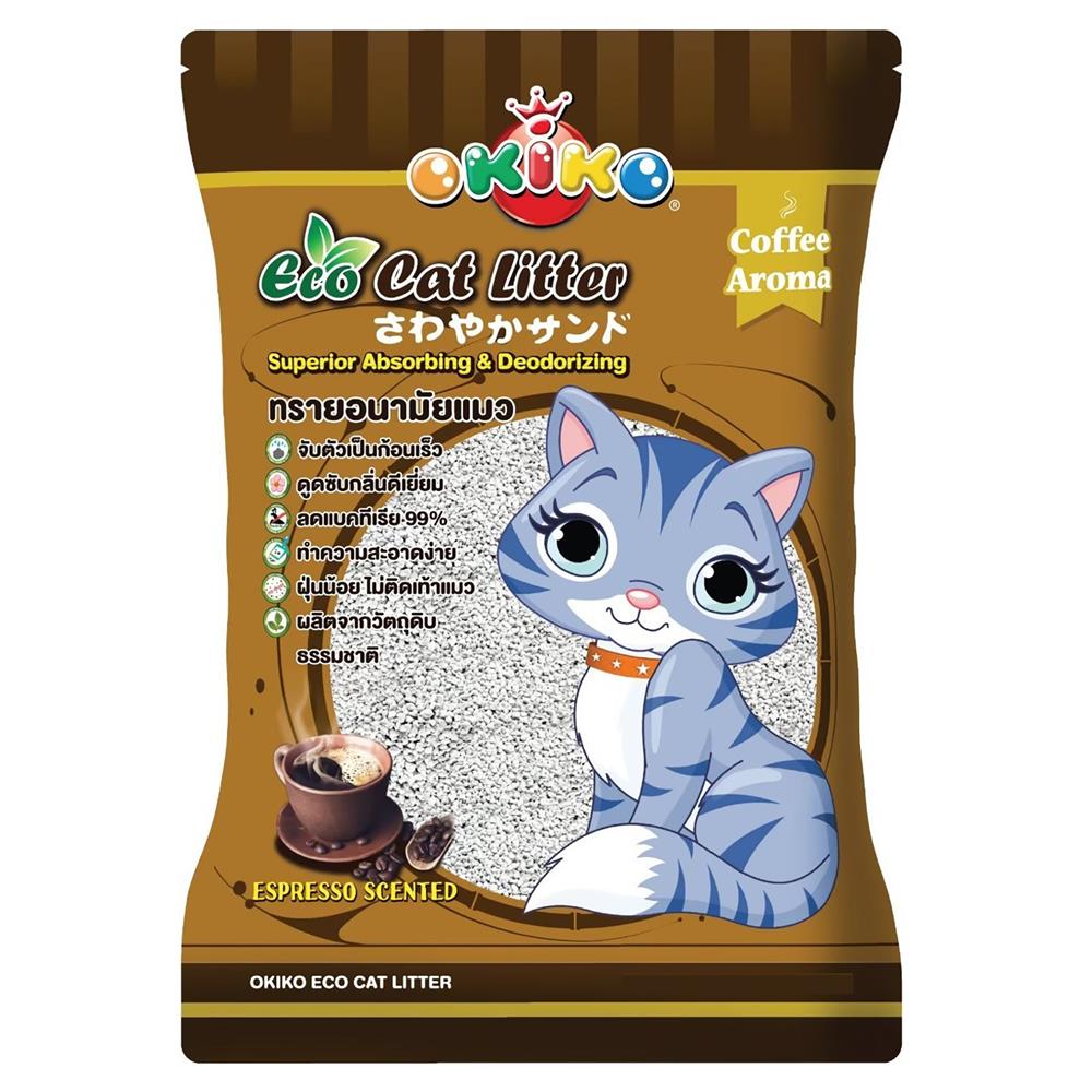 ทรายแมวภูเขาไฟ OKIKO ECO CAT LITTER กลิ่นเอสเพรสโซ่ 10 ลิตร