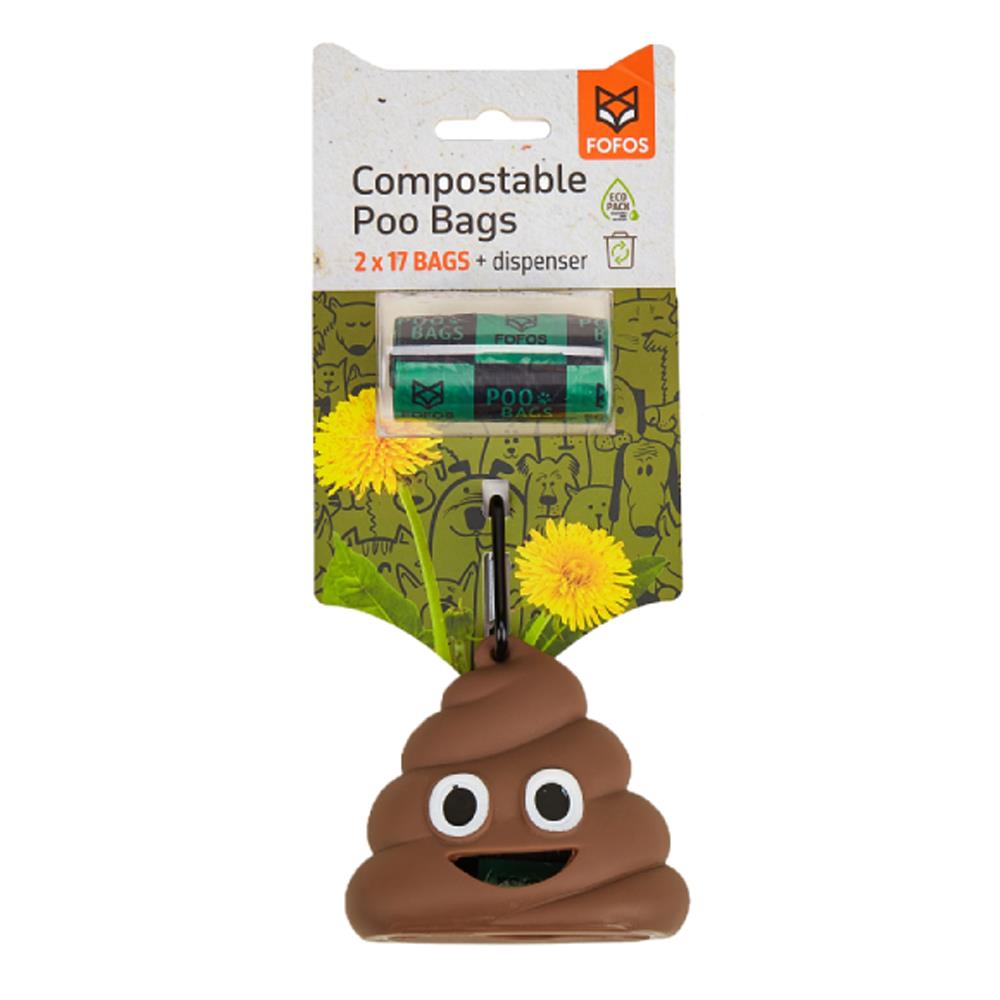 กระเป๋าเก็บมูลสัตว์เลี้ยง พร้อมถุงรีฟีล FOFOS COMPOSTABLE POO BAGS (34 ใบ)