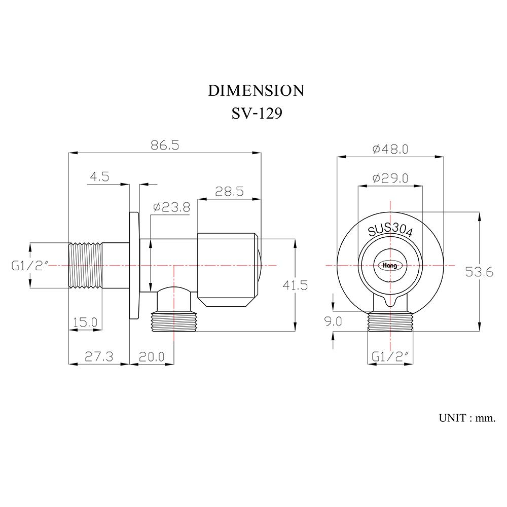 สต๊อปวาล์ว 1 ทาง HANG SV-129