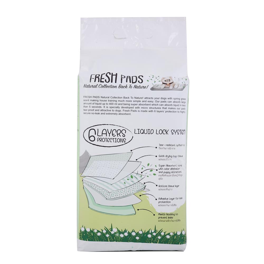 แผ่นรองฉี่สุนัข FRESH PAD กลิ่นหญ้าฤดูใบไม้ผลิ SIZE M 50 แผ่น