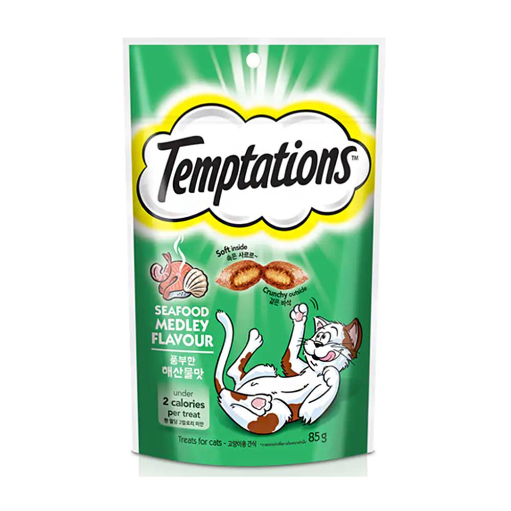 ขนมแมว TEMPTATIONS SEAFOOD MEDLEY FLAVOUR 85 ก.