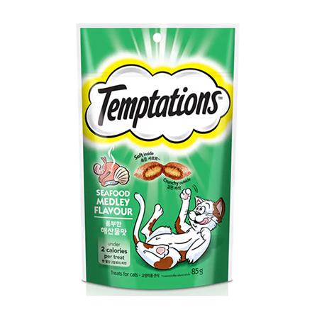 ขนมแมว TEMPTATIONS SEAFOOD MEDLEY FLAVOUR 85 ก.