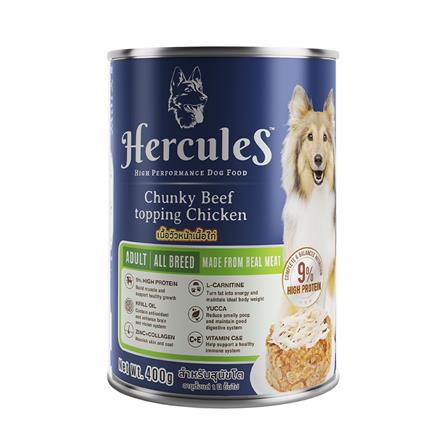 อาหารเปียกสุนัข HERCULES ADULT BEEF TOPPING CHICKEN GRAVY 400 ก._0