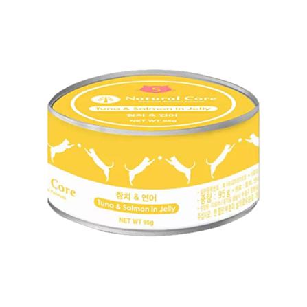 อาหารเปียกแมว NATURAL CORE ปลาทูน่าและปลาแซลมอนในเยลลี่ 95 ก.