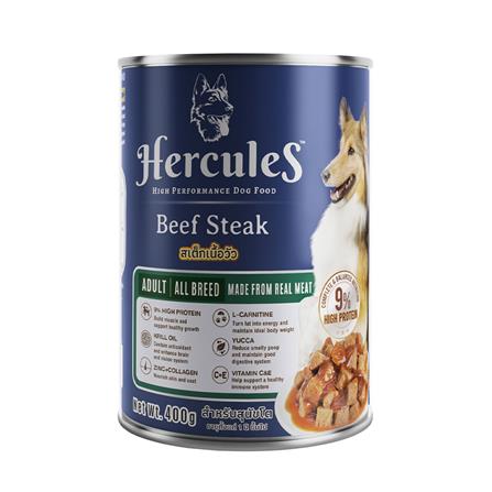 อาหารเปียกสุนัข HERCULES BEEF STEAK IN GRAVY 400 ก._0