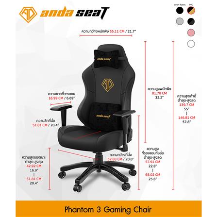 D.I.Y. เก้าอี้เกมมิ่ง ANDA SEAT PHANTHOM 3 SIZE L เบาะผ้า สีดำ_5
