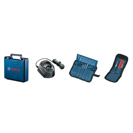 สว่านกระแทกไร้สาย BOSCH GSB120-LI 12 โวลต์ (พร้อมแบตเตอรี่ และอุปกรณ์เสริม 23 ชิ้น)_1