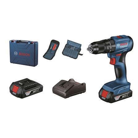 สว่านไร้สาย (พร้อมแบตเตอรี่+ชุดดอกสว่าน/ดอกไขควง) BOSCH GSB185-LI SET+ACE23 13 มม. 18 โวลต์