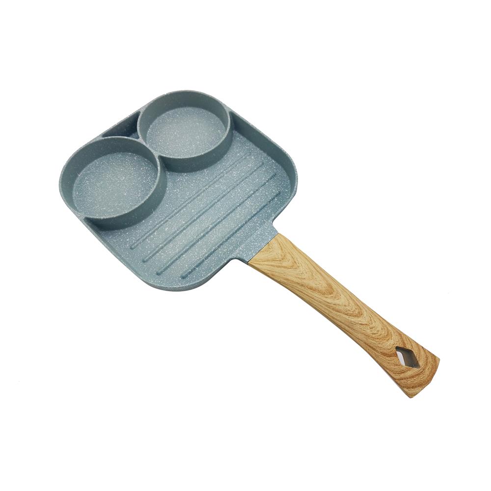 กระทะ 3 ช่อง ด้ามไม้ 18 ซม. KECH CUTE สีเขียว IH