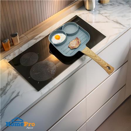 กระทะ 3 ช่อง ด้ามไม้ 18 ซม. KECH CUTE สีเขียว IH_4