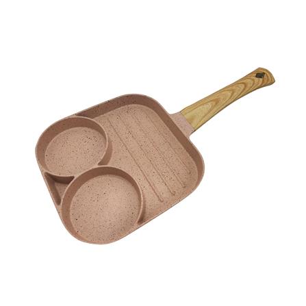 กระทะ 3 ช่อง ด้ามไม้ 18 ซม. KECH CUTE  สีชมพู IH_0