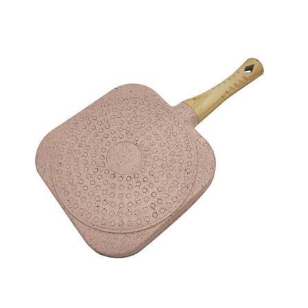 กระทะ 3 ช่อง ด้ามไม้ 18 ซม. KECH CUTE  สีชมพู IH_3