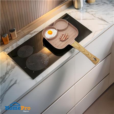 กระทะ 3 ช่อง ด้ามไม้ 18 ซม. KECH CUTE  สีชมพู IH_4