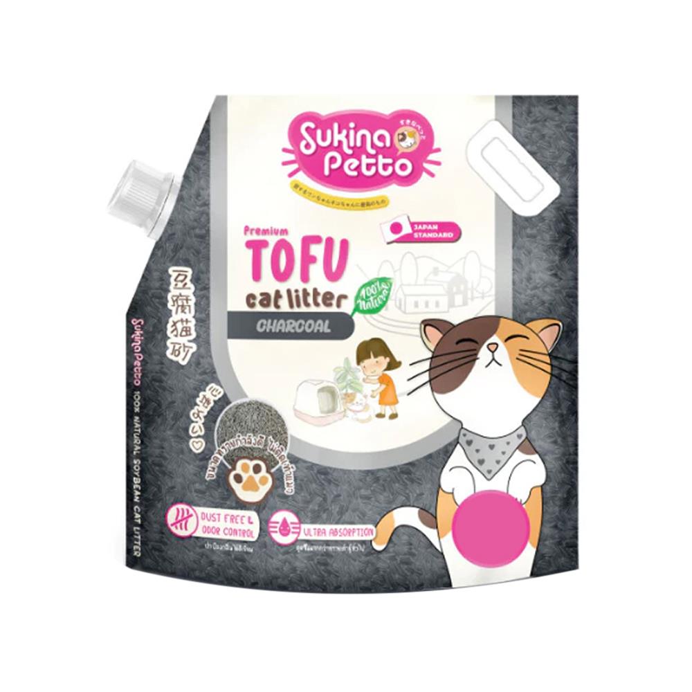 ทรายแมวเต้าหู้ SUKINA PETTO TOFU LITTER กลิ่นชาร์โคล 7 ลิตร