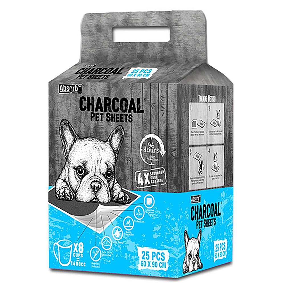 แผ่นรองฉี่สุนัข ABSORB PLUS CHARCOAL 60X90 ซม. 25 แผ่น