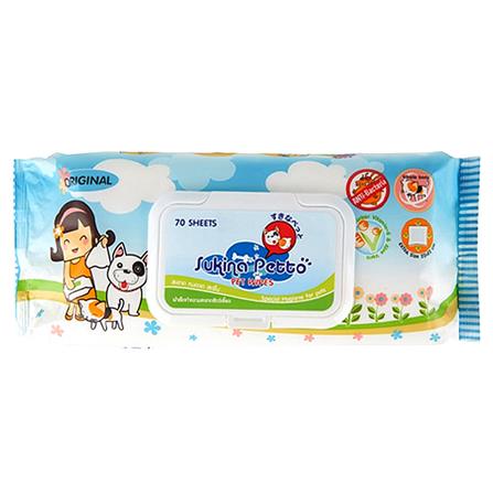 ผ้าเช็ดทำความสะอาดสัตว์เลี้ยง SUKINA PETTO ORIGINAL 70 แผ่น_0