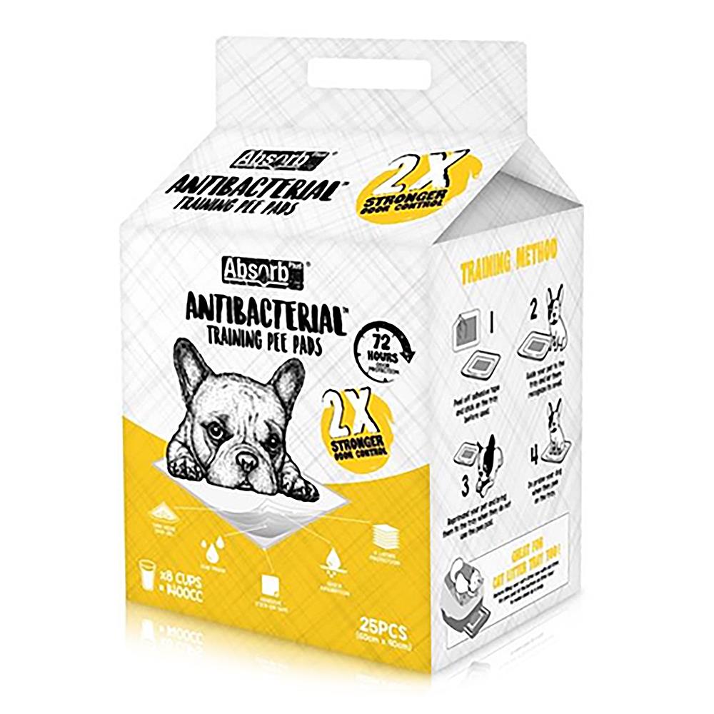 แผ่นรองฉี่สุนัข ABSORB PLUS ANTI-BACTERIAL 60X90 ซม. 25 แผ่น