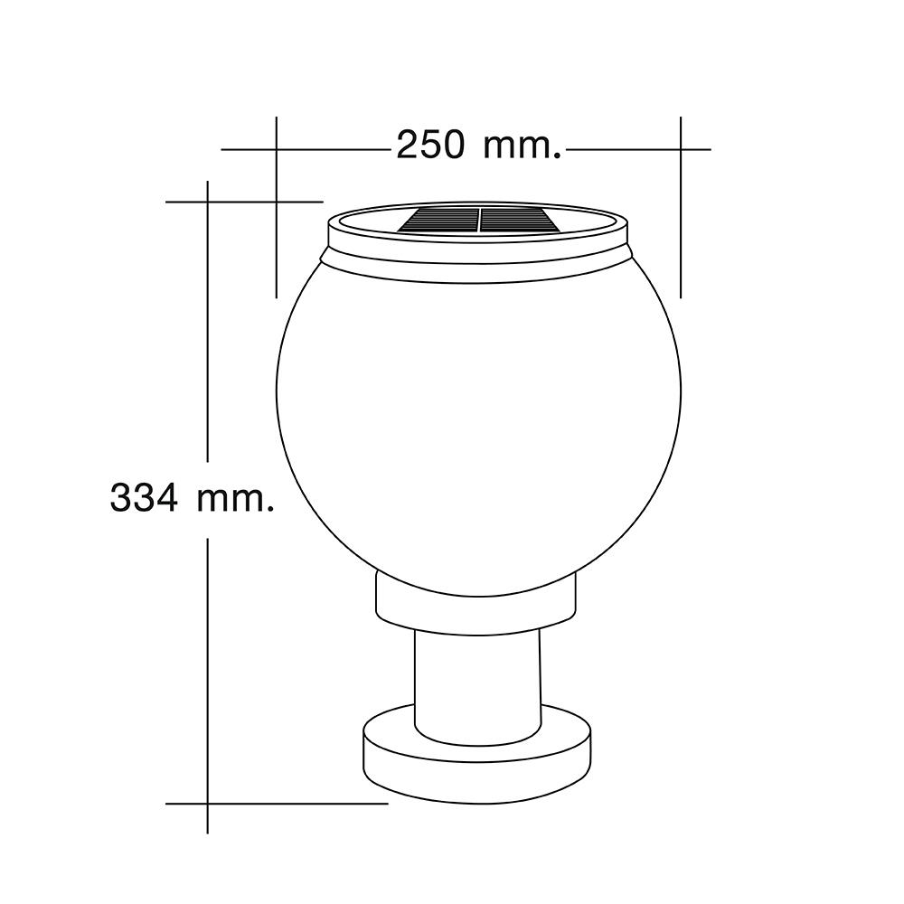 ไฟหัวเสา SOLAR HI-TEK HFSPR0250O 3 วัตต์ เดย์ไลท์/วอร์มไวท์ 10 นิ้ว สีขาว