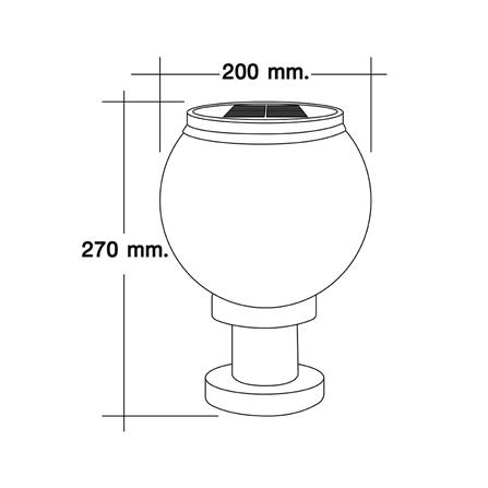 ไฟหัวเสา SOLAR HI-TEK HFSPR0250O 3 วัตต์ เดย์ไลท์/วอร์มไวท์ 8 นิ้ว สีขาว_6