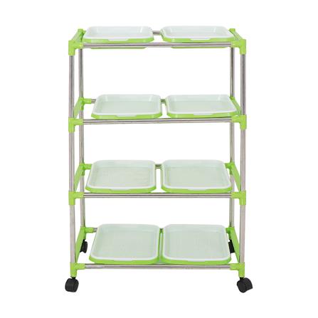 ถาดเพาะต้นอ่อน SPRING 4 ชั้น 8 ถาด สีเขียว_1