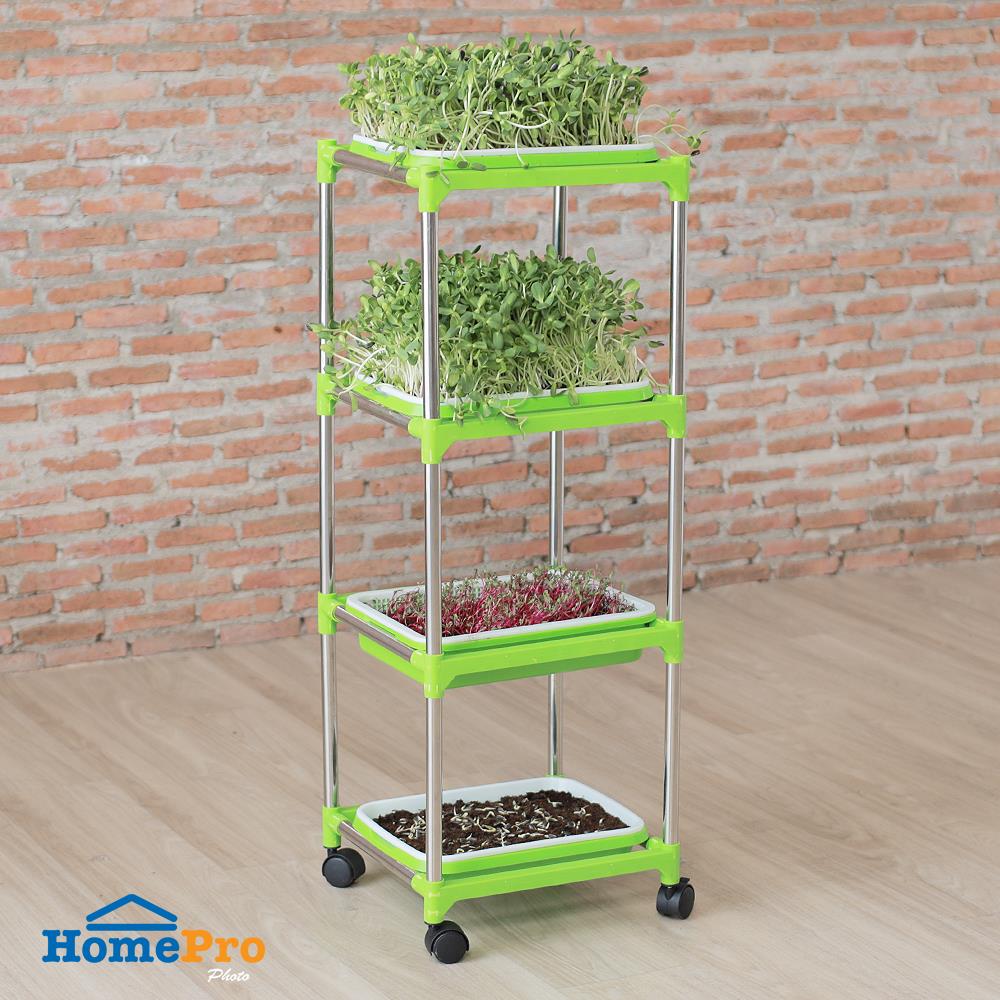 ถาดเพาะต้นอ่อน SPRING 4 ชั้น 4 ถาด สีเขียว