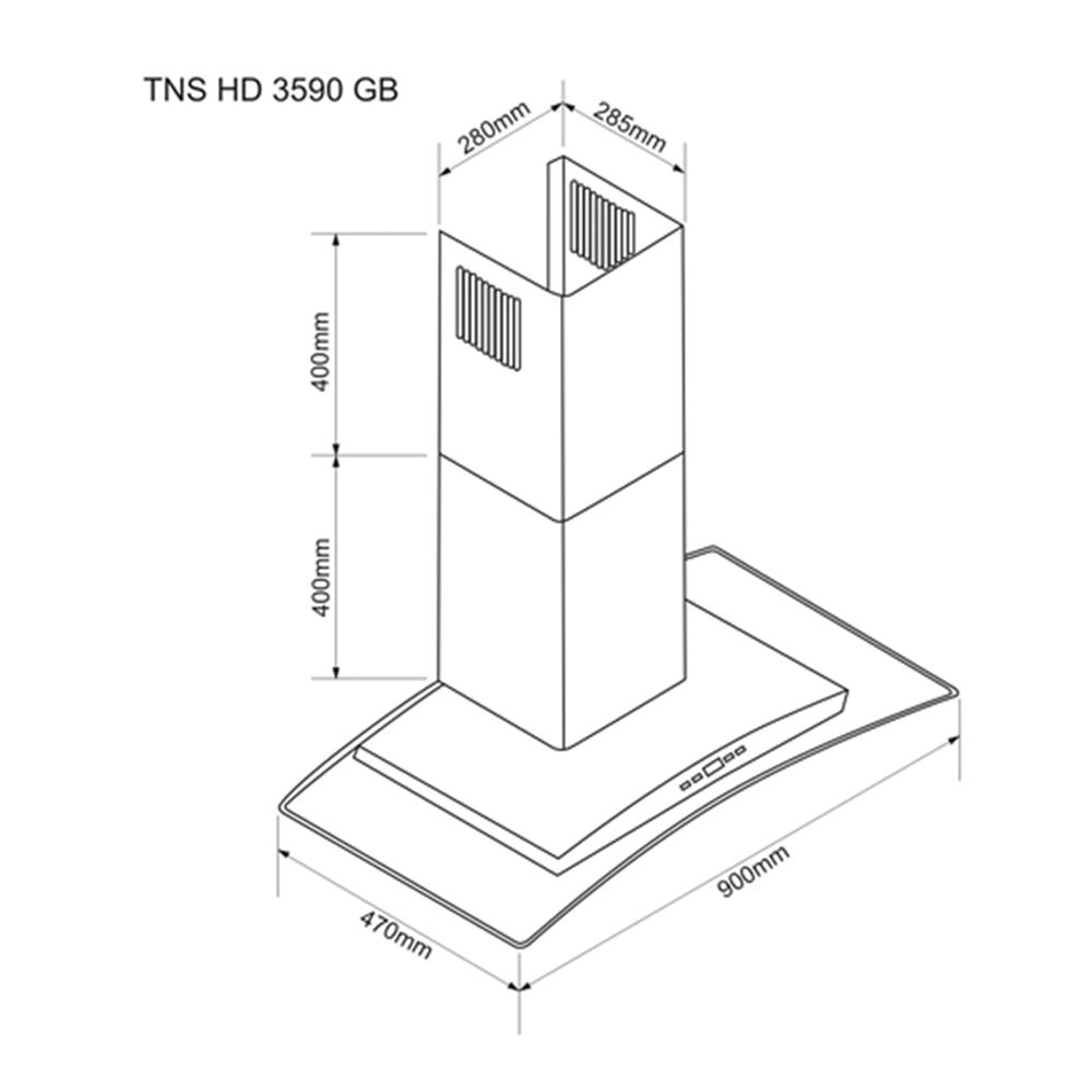 เครื่องดูดควันกระโจม TECNOSTAR TNS HD 3590 GB 90 ซม.