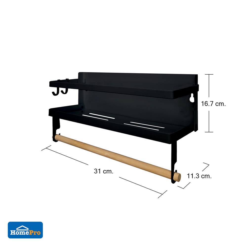 ชั้นวางของแม่เหล็กติดตู้เย็น KECH 31X11.3X16.7 ซม. ไซซ์ S สีดำ
