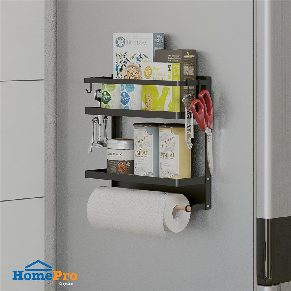 ชั้นวางของแม่เหล็กติดตู้เย็น KECH 31X11.3X31 ซม. ไซซ์ M สีดำ