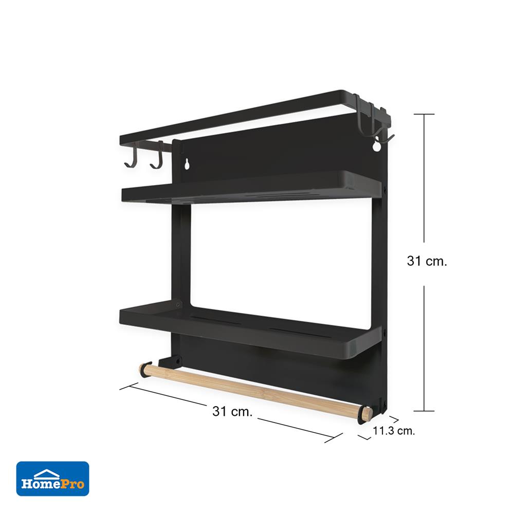 ชั้นวางของแม่เหล็กติดตู้เย็น KECH 31X11.3X31 ซม. ไซซ์ M สีดำ