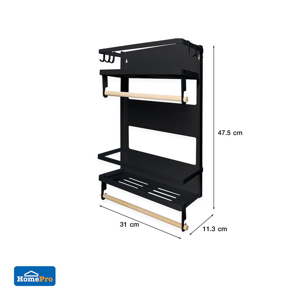 ชั้นวางของแม่เหล็กติดตู้เย็น KECH 31x11.3x47.5 ซม. SIZE L สีดำ