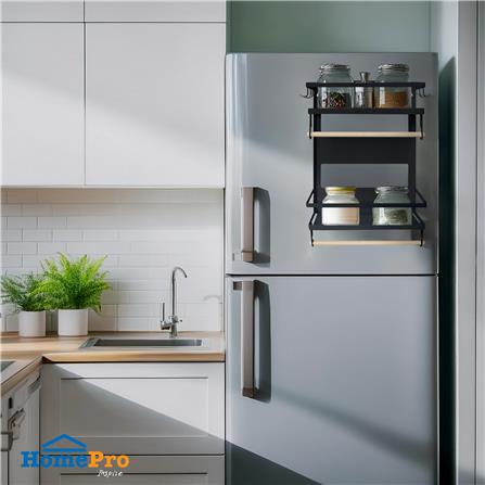 ชั้นวางของแม่เหล็กติดตู้เย็น KECH 31x11.3x47.5 ซม. SIZE L สีดำ_3