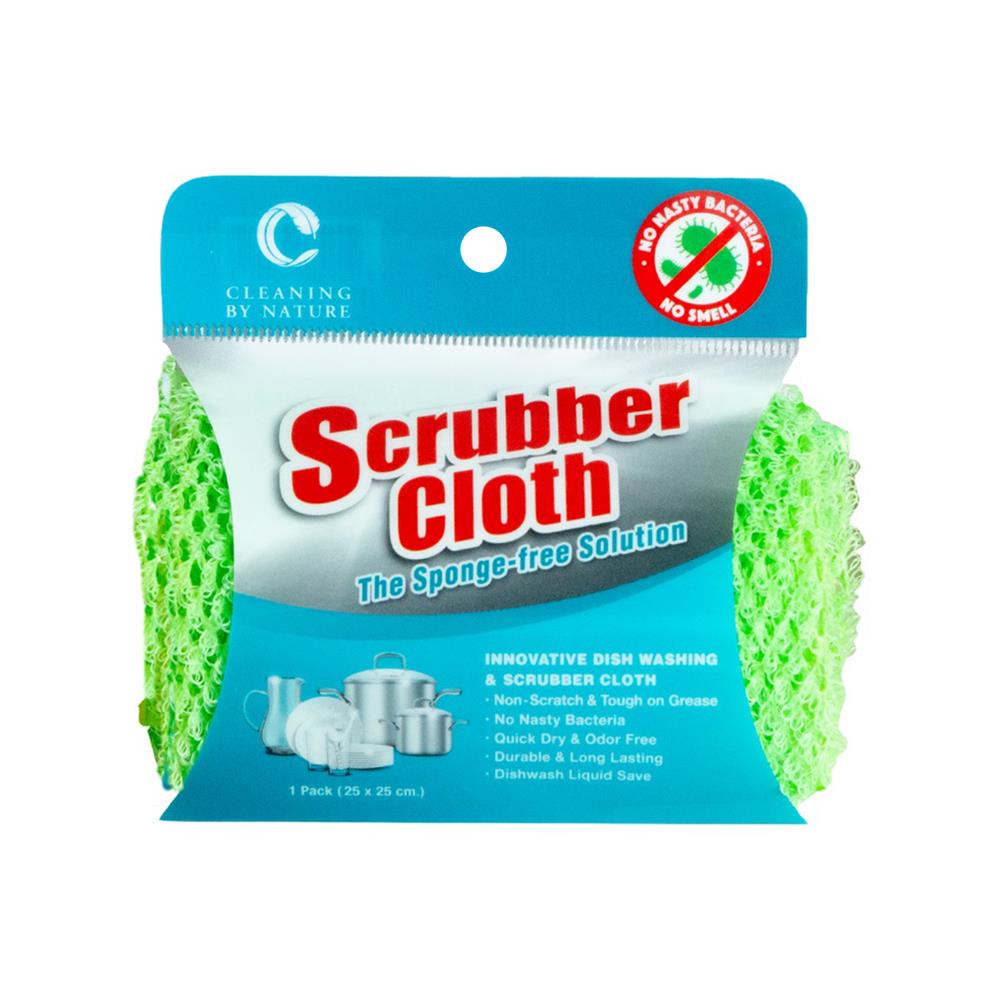 ผ้าล้างจาน CLEANING BY NATURE SCRUBBER CLOTH 25x25 ซม. สีเขียว