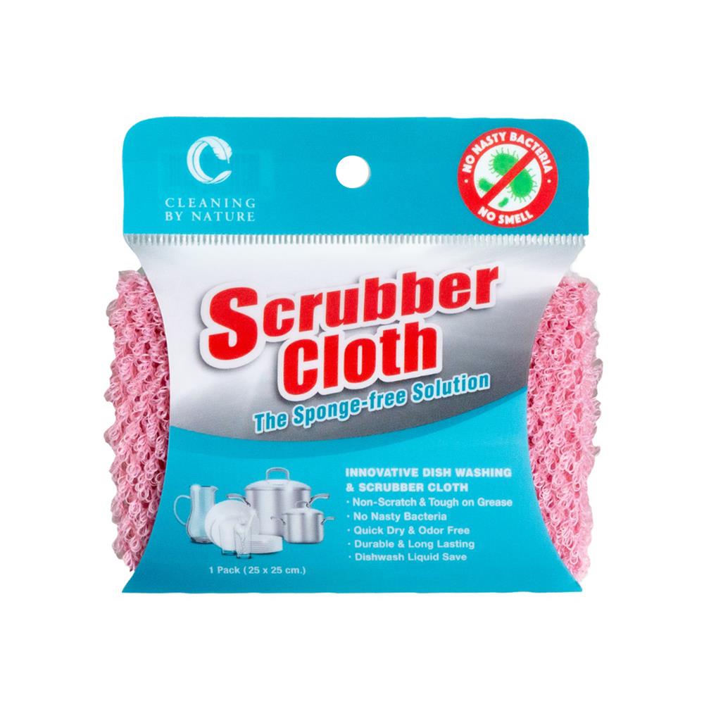 ผ้าล้างจาน CLEANING BY NATURE SCRUBBER CLOTH 25x25 ซม. สีชมพู