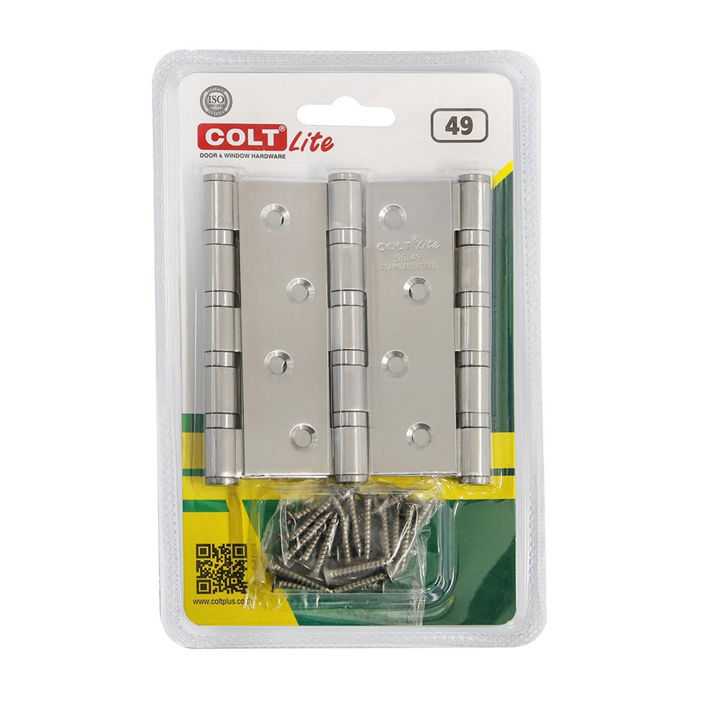 บานพับ 4X3 นิ้ว X 1.8 มม. COLT LITE 49 สีสเตนเลส แพ็ก 3 ชิ้น 1 แถม 1