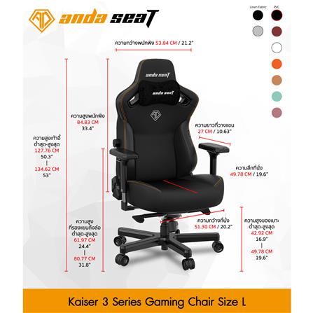 D.I.Y. เก้าอี้เกมมิ่ง ANDA SEAT KAISER 3 SIZE L เบาะผ้า สีดำ_7