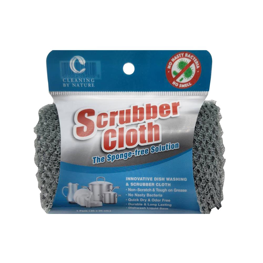 ผ้าล้างจาน CLEANING BY NATURE SCRUBBER CLOTH 25x25 ซม. สีเทาเข้ม