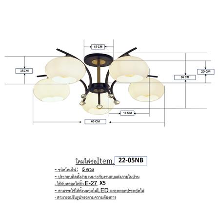 ไฟถาด NEOLIGHT 22-05NB สีขาว/ทอง/ดำ 5 หัว_2