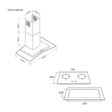 เตาฝัง+เครื่องดูดควัน TECNOSTAR SET HD 3590 +JET SS_3