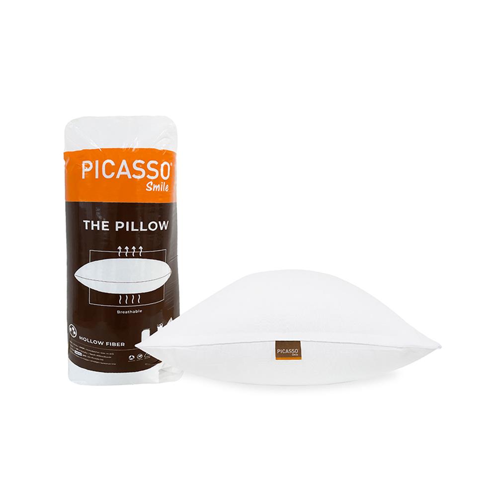 หมอนหนุนสุญญากาศ ใยสังเคราะห์ PICASSO SMILE 19x29 นิ้ว สีขาว