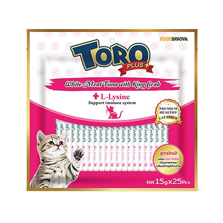 ขนมแมวเลีย TORO PLUS WHITE MEAT TUNA WITH KING CRAB แพ็ก 25 ชิ้น_0