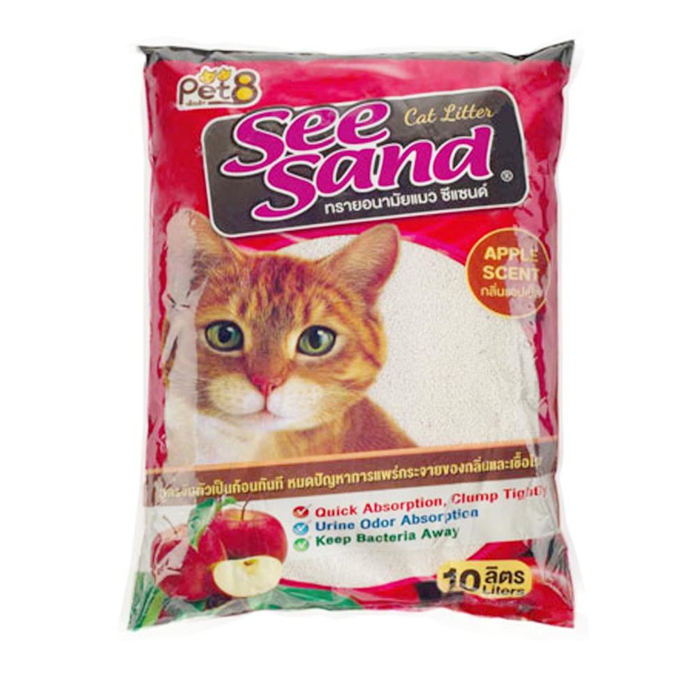 ทรายแมวภูเขาไฟ SEESAND CAT LITTER กลิ่นแอปเปิ้ล 10 ลิตร