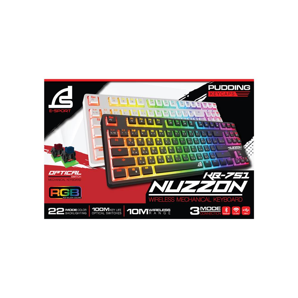 คีย์บอร์ดเกมมิ่ง SIGNO NUZZON KB-751W R สีขาว
