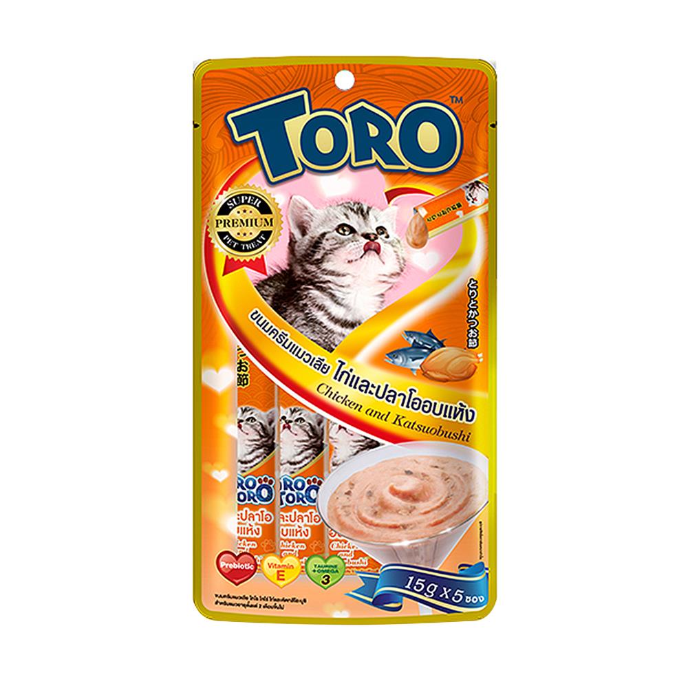 ขนมแมวเลีย TORO CHICKEN WITH KATSUOBUSHI แพ็ก 5 ชิ้น
