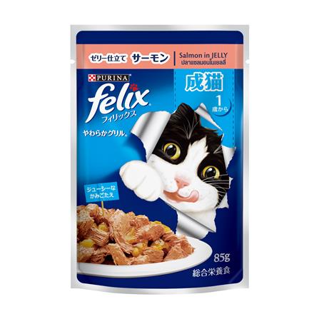 อาหารเปียกแมว FELIX ADULT SALMON IN JELLY 85 ก.